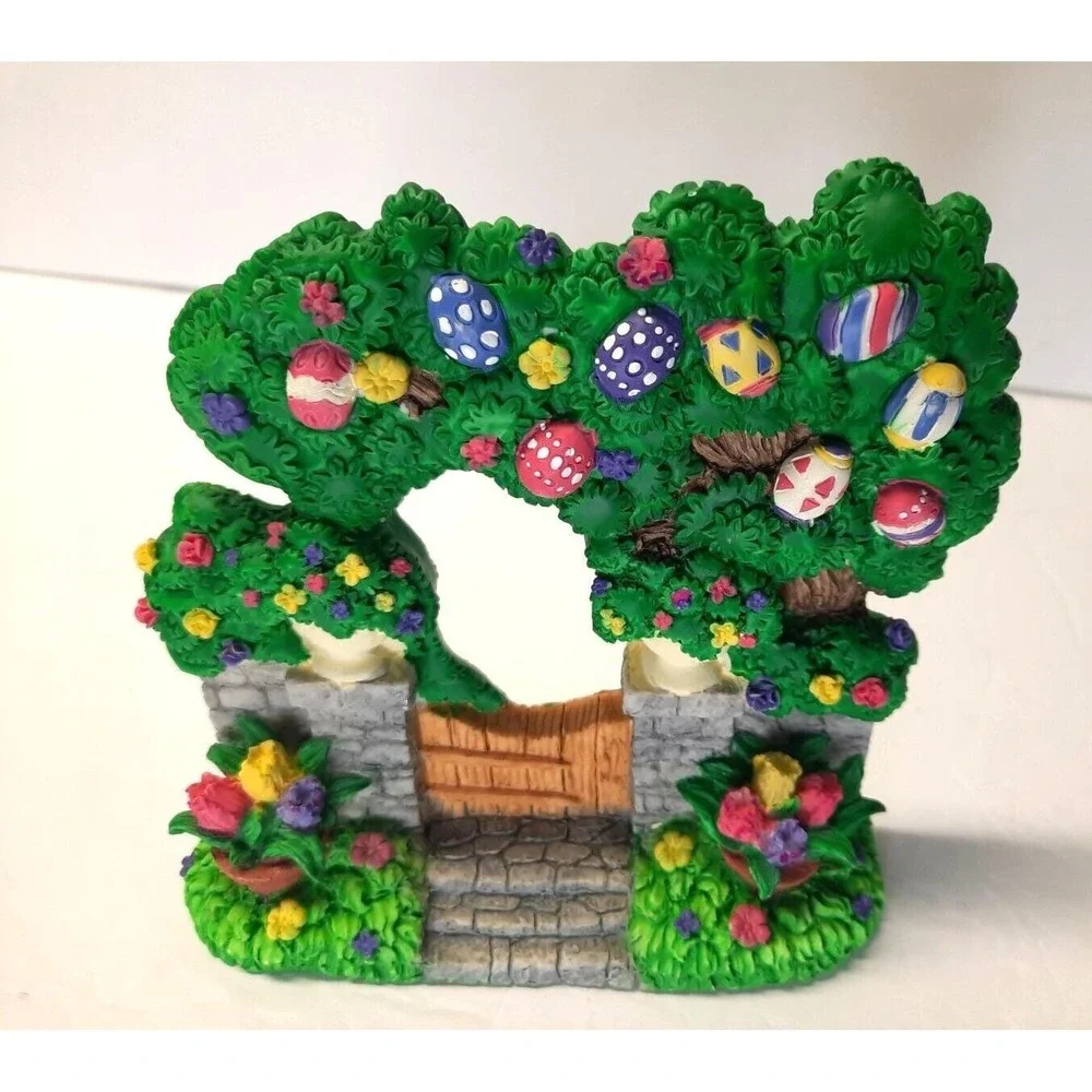Vintage Easter Jubilee Bunny Family Figurine Set 3 Piece Resin Garden Decor Box